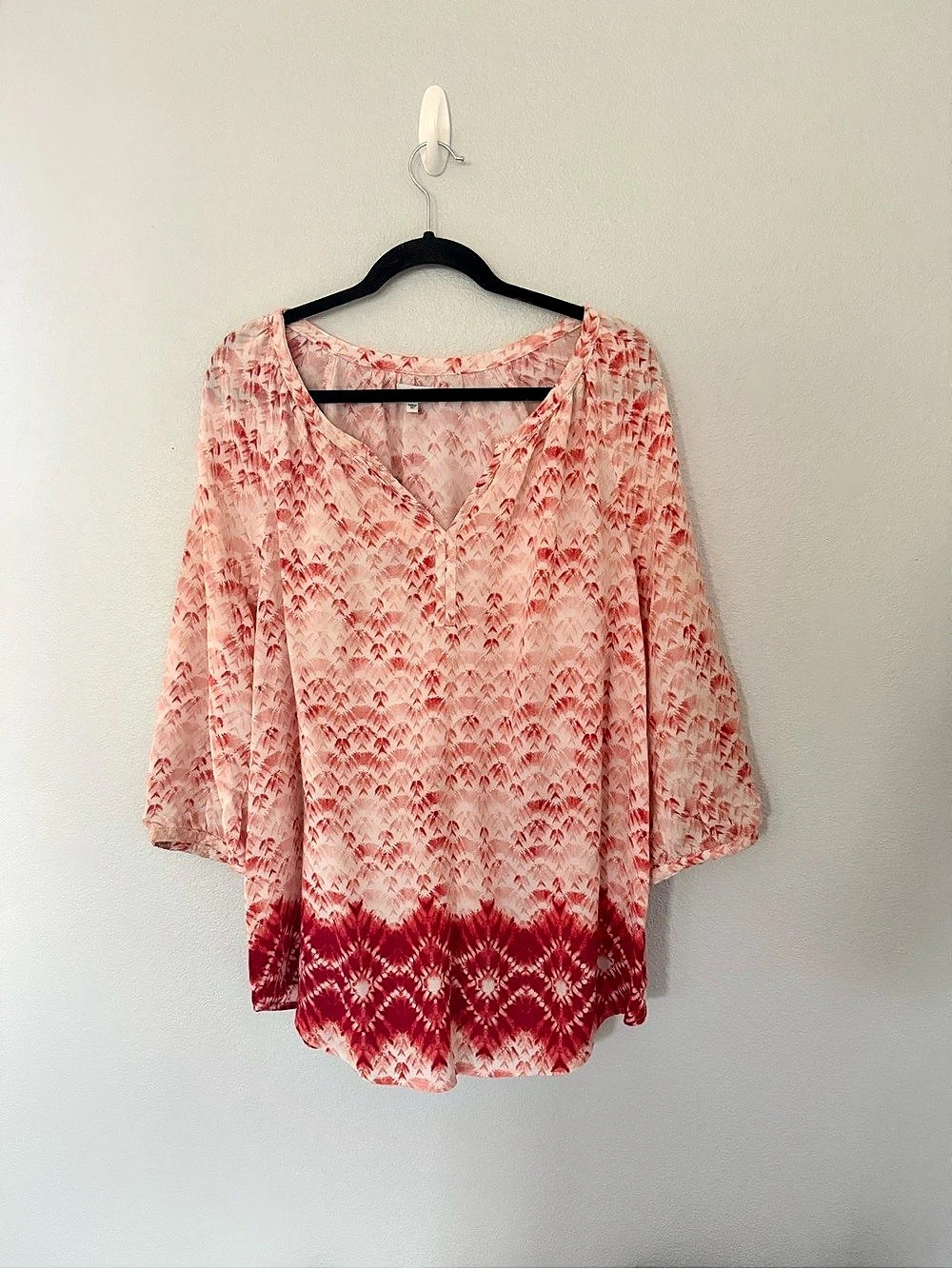 Sonoma Pink & Red Printed Plus Size Blouse Size 1X